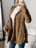 Women's Hooded Cardigan, Cable Knit Button Front 4