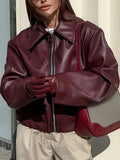 Oversized Faux Leather Jacket for Women, Cropped 2