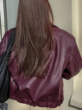 Oversized Faux Leather Jacket for Women, Cropped 3