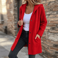 Women's Long Hooded Cardigan, Button Front with Pockets 14