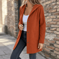 Women's Long Hooded Cardigan, Button Front with Pockets 16