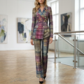 Women's Luxe MultiColor V-Neck Two-Piece Set 1