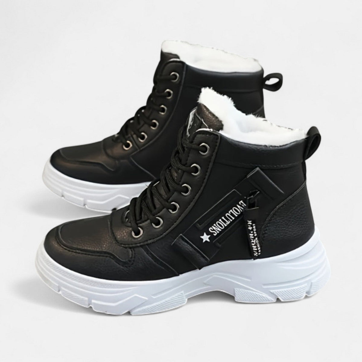 Women's Winter Boots, Chunky Lace-Up with Warm Lining