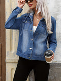 Hooded Blue Jean Jacket for Women, Button Front 5