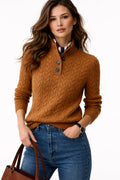 Ronja | Cable Knit Wool Blend Button Collar Sweater for Women 1