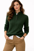Ronja | Cable Knit Wool Blend Button Collar Sweater for Women 2
