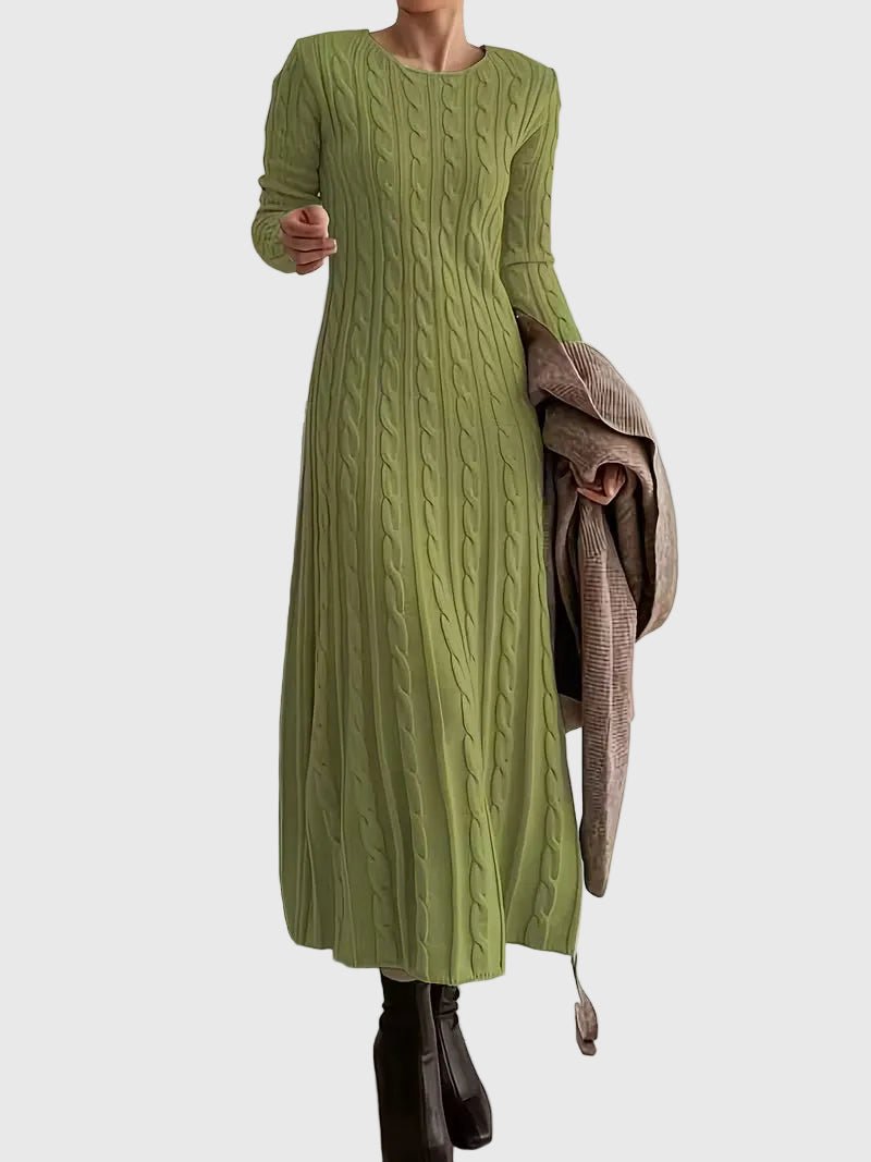 Brigitte | Cable Knit Long Sleeve Maxi Dress for Women
