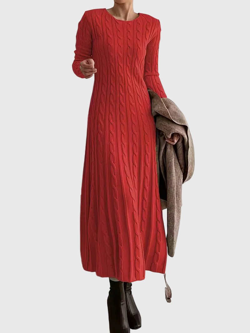 Brigitte | Cable Knit Long Sleeve Maxi Dress for Women