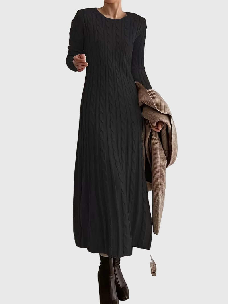 Brigitte | Cable Knit Long Sleeve Maxi Dress for Women