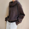 Elfriede | Oversized Knit Turtleneck Hoodie Sweater for Women 6