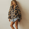 Emilia | Floral Sherpa Fleece Zip Collar Pullover for Women 2
