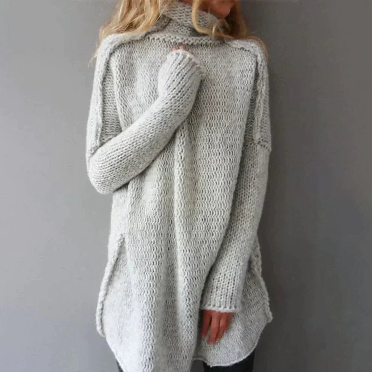 Frieda | Chunky Knit Longline Turtleneck Sweater for Women