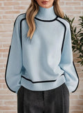 Sophie | Contrast Stripe Oversized Turtleneck Sweater for Women 4