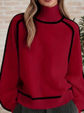 Sophie | Contrast Stripe Oversized Turtleneck Sweater for Women 5