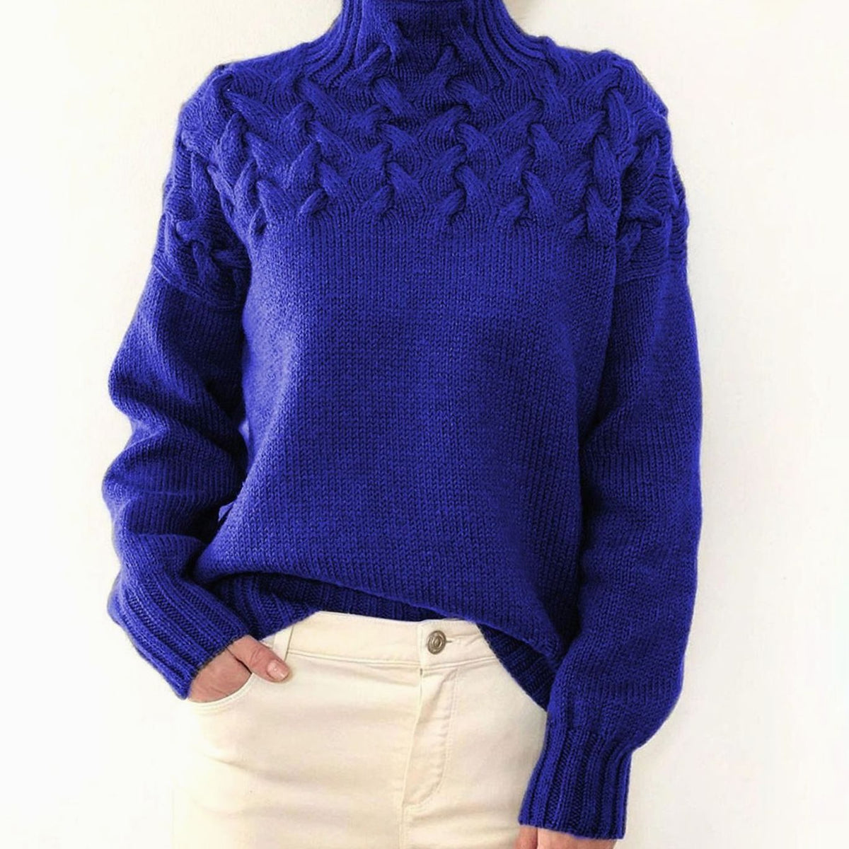 Amelie | Oversized Cable Sleeve Turtleneck Sweater for Women