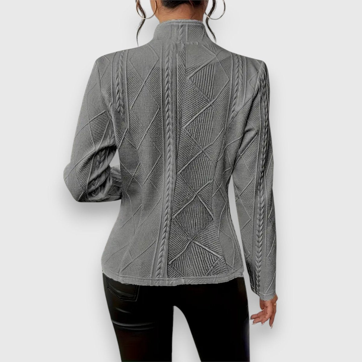 Merle | Fitted Cable-Texture Mock Neck Top for Women