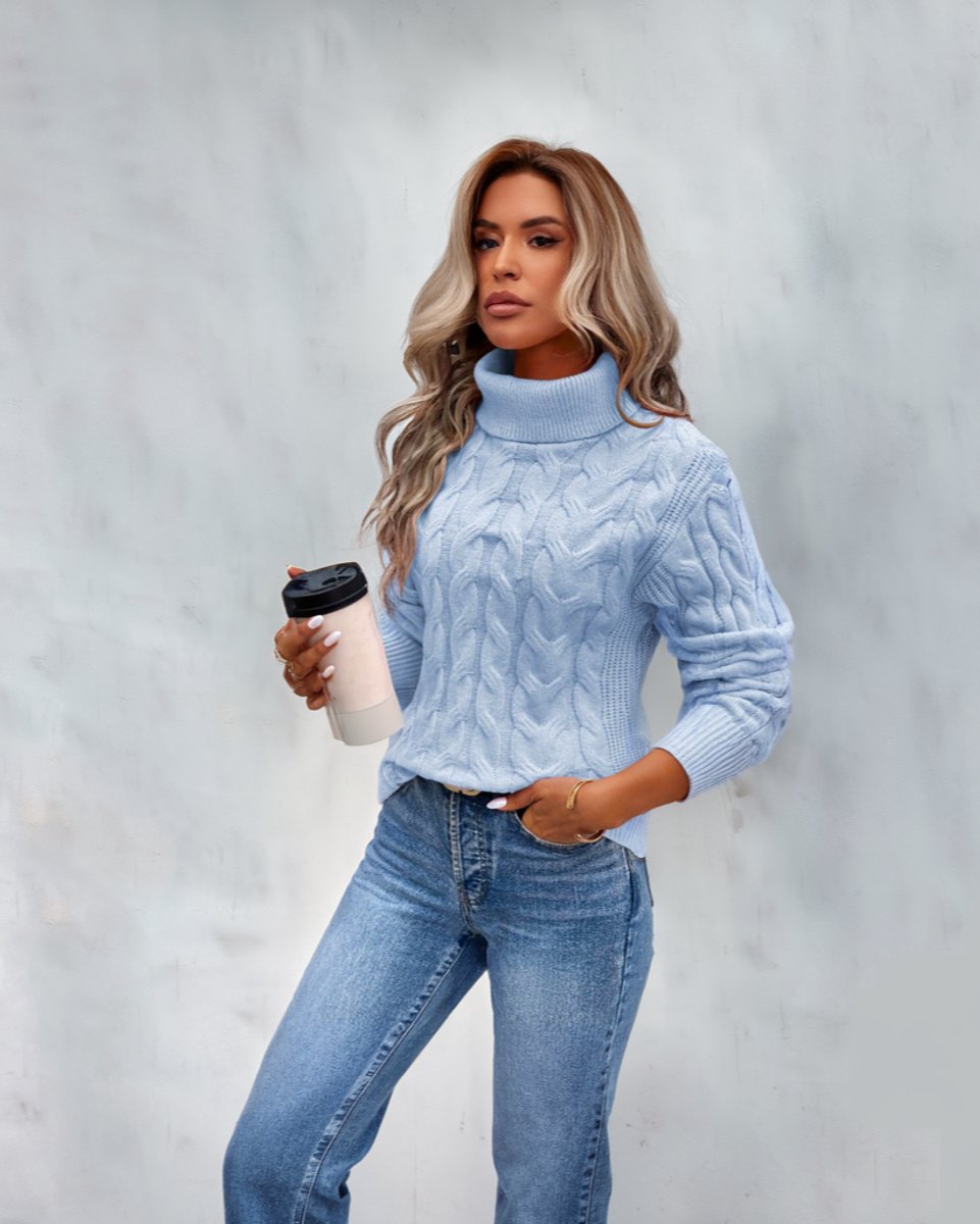 Marie | Fitted Cable Knit Turtleneck Sweater for Women