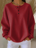 Elisabeth | Oversized Waffle Knit Henley Sweater for Women 4