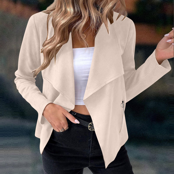 Waterfall Lapel Draped Open Front Jacket for Women