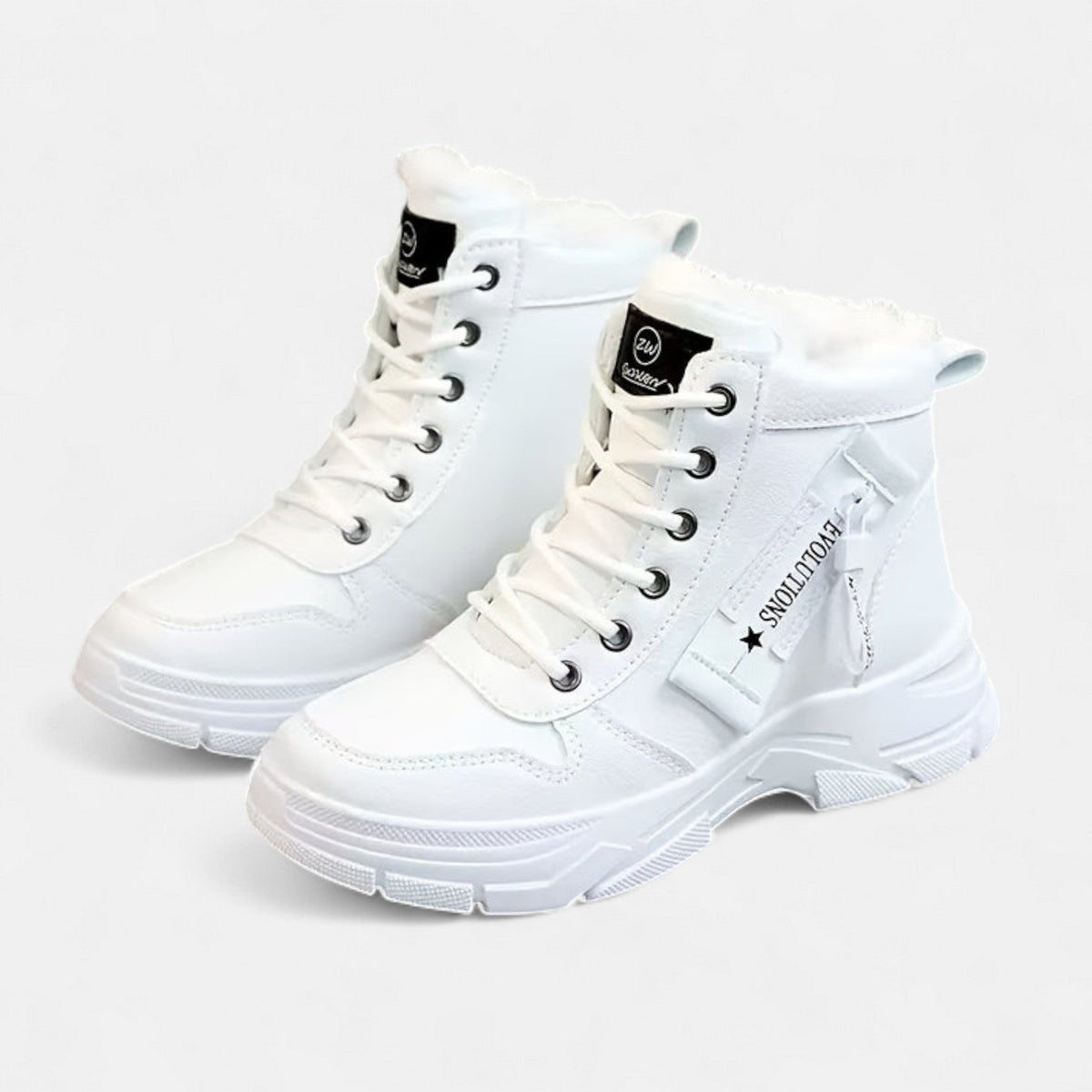 Women's Winter Boots, Chunky Lace-Up with Warm Lining