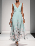 Women's Floral Print Wedding Guest Dress A-Line 4