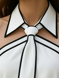 Sleeveless Halter Neck Blouse with Contrast Trim Detail 2