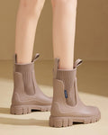 Women's Chunky Chelsea Boots, Block Heel Pull Tabs 10