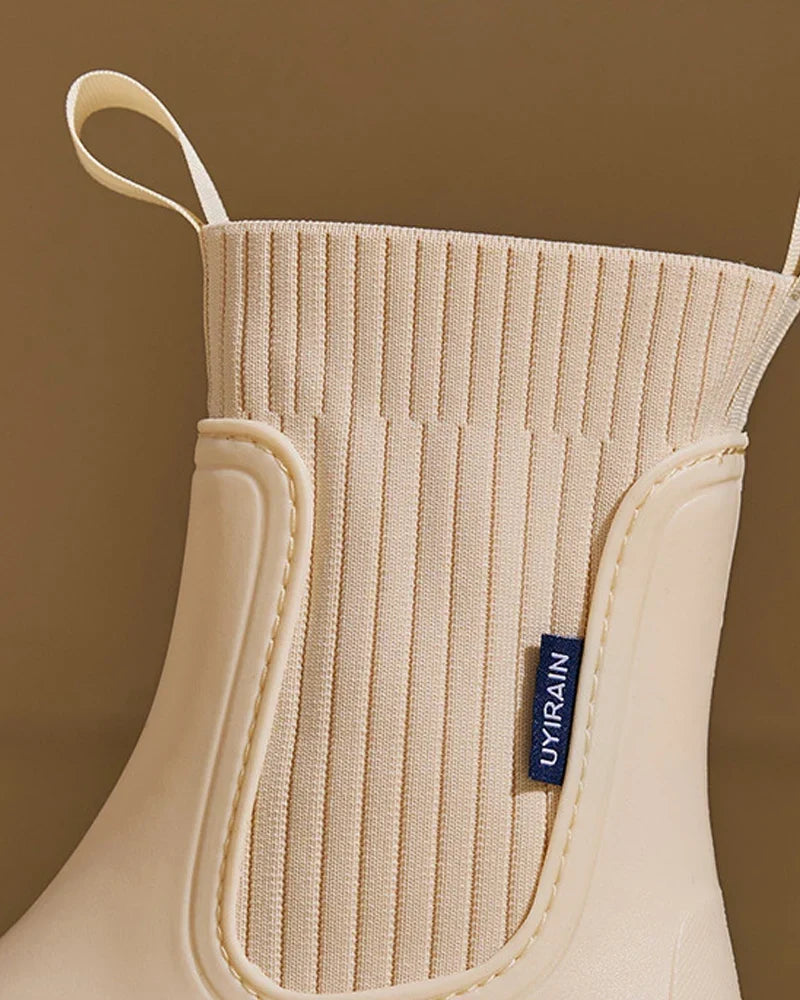 Women's Chunky Chelsea Boots, Block Heel Pull Tabs
