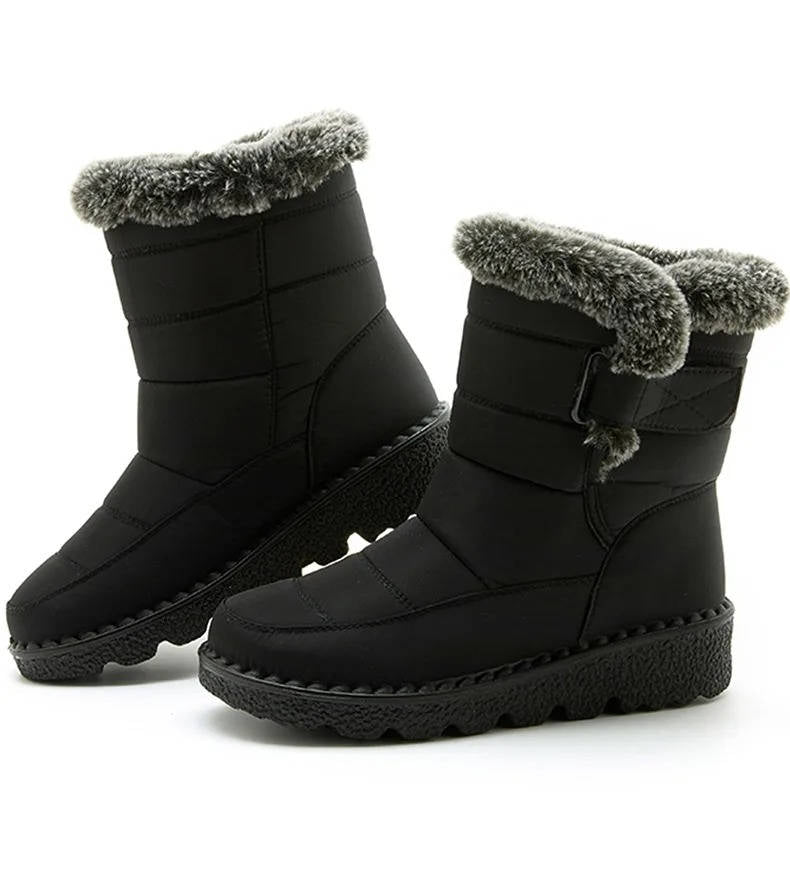 Women's Waterproof Snow Boots, Fur Lined with Strap