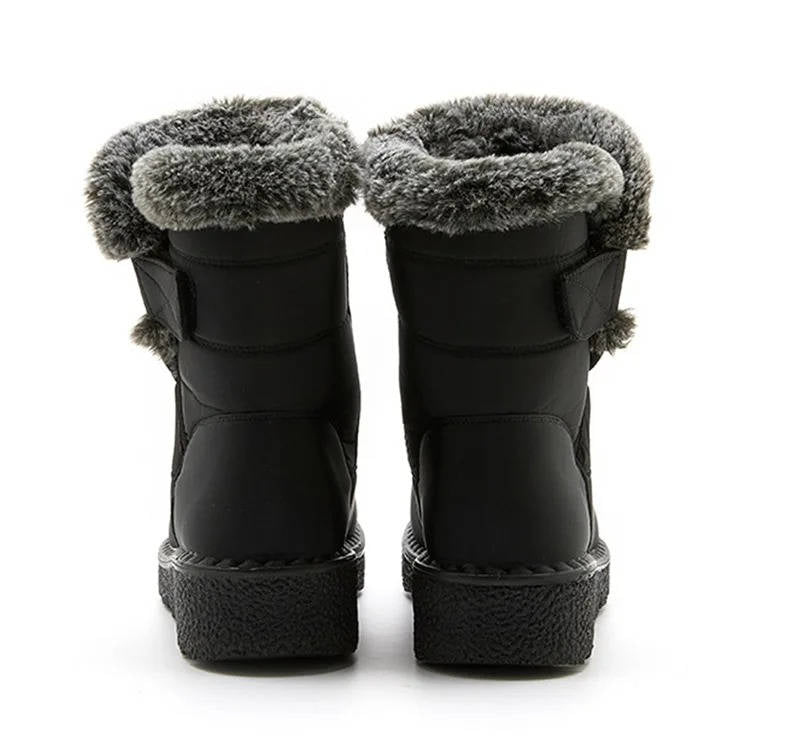 Women's Waterproof Snow Boots, Fur Lined with Strap