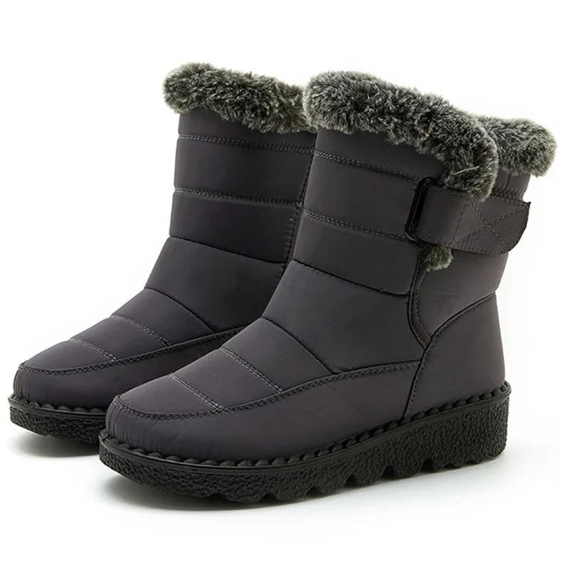 Women's Waterproof Snow Boots, Fur Lined with Strap