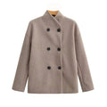 Cropped Double-Breasted Wool Peacoat for Women 5