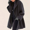 High Collar Wool Blend Cocoon Coat for Women 3