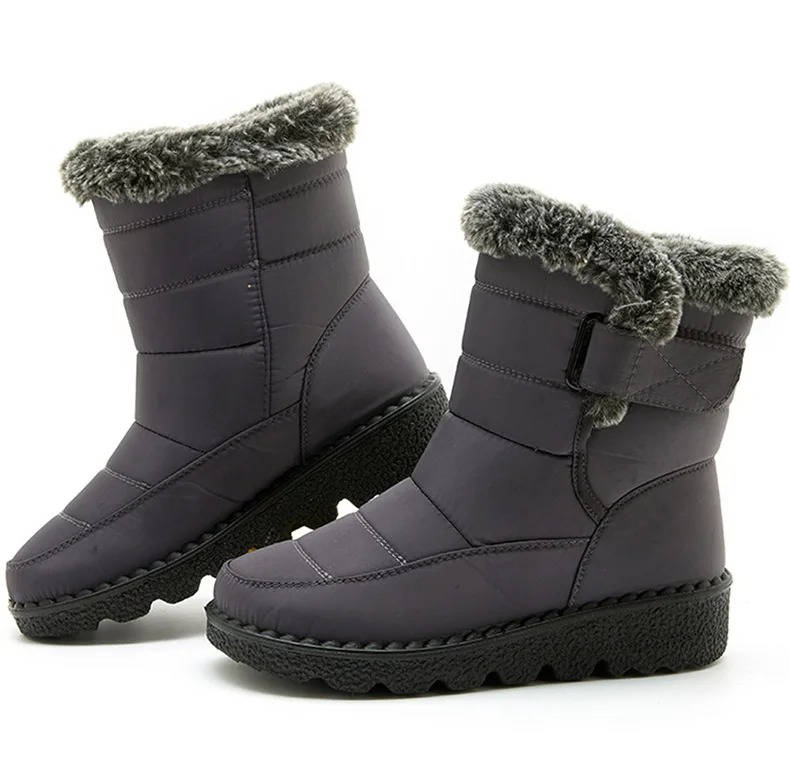 Women's Waterproof Snow Boots, Fur Lined with Strap