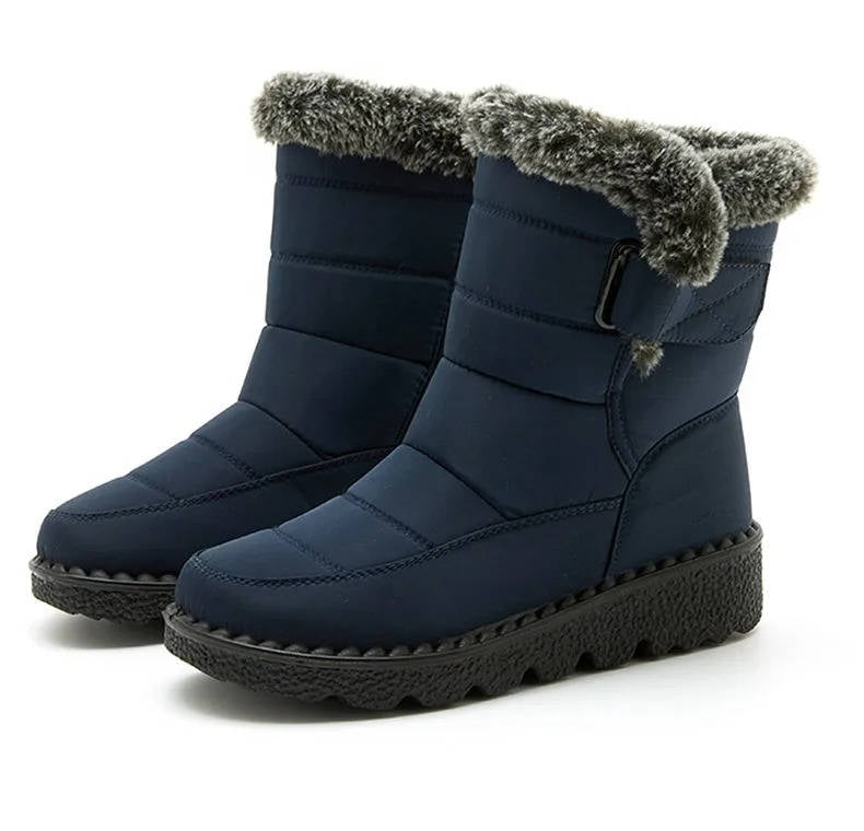 Women's Waterproof Snow Boots, Fur Lined with Strap