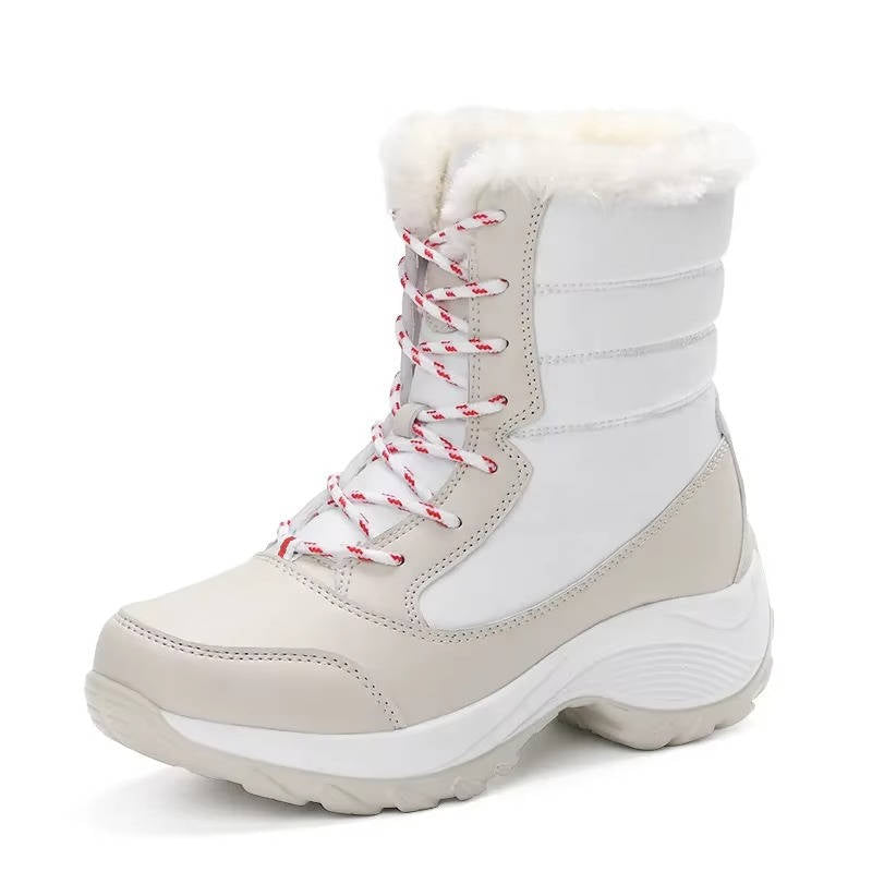 Women's Non-Slip Snow Boots, Quilted Lace-Up Hiking Style