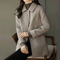Belted Double-Breasted Short Wool Coat for Women 3