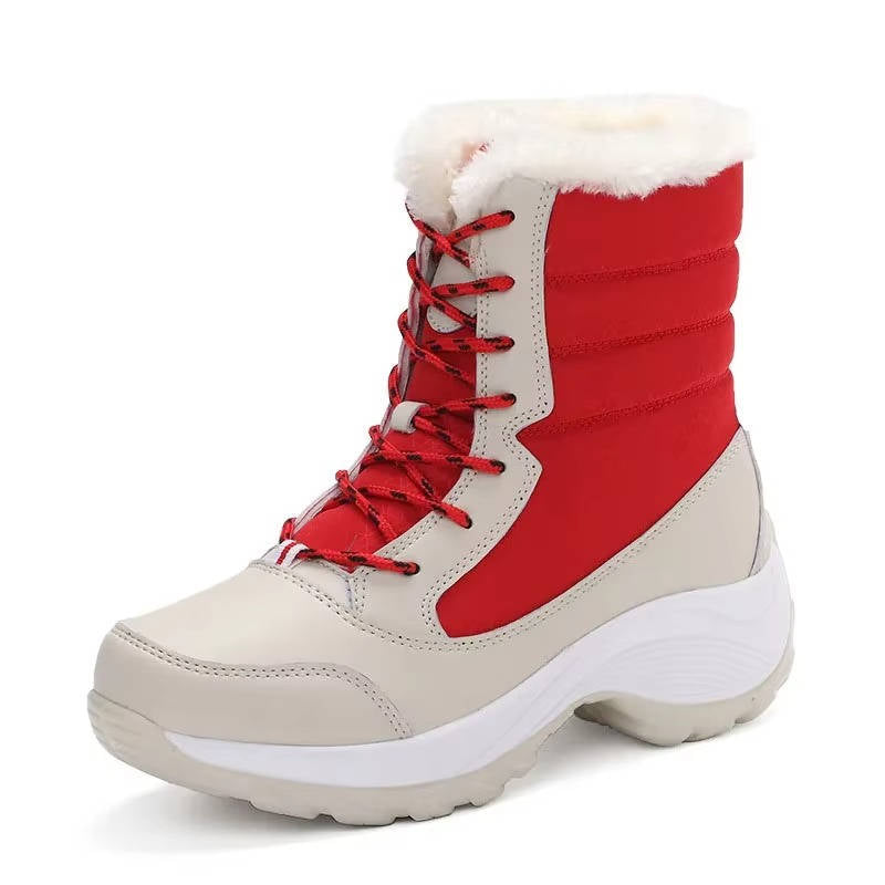 Women's Non-Slip Snow Boots, Quilted Lace-Up Hiking Style