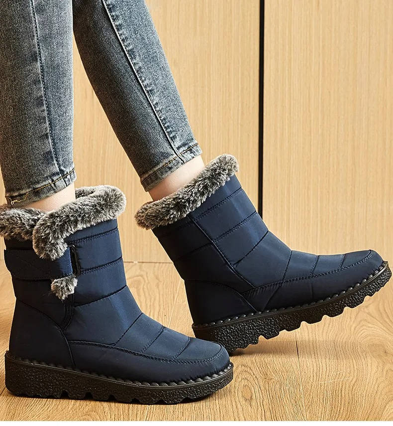Women's Waterproof Snow Boots, Fur Lined with Strap