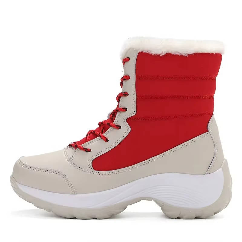 Women's Non-Slip Snow Boots, Quilted Lace-Up Hiking Style