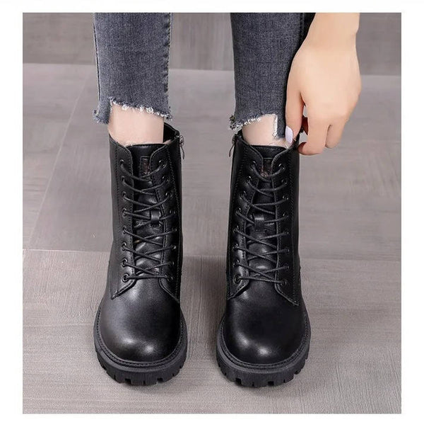 Sturdy Fur Lined Combat Boots for Women