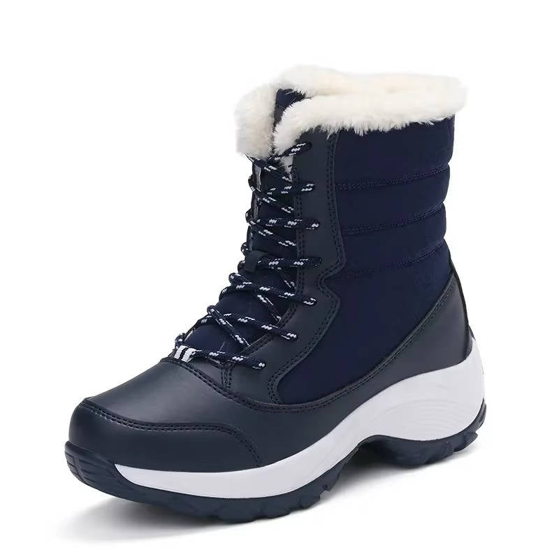 Women's Non-Slip Snow Boots, Quilted Lace-Up Hiking Style