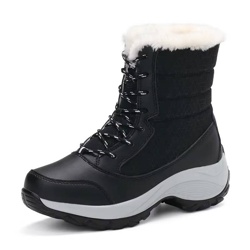 Women's Non-Slip Snow Boots, Quilted Lace-Up Hiking Style