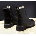 Women's Fur Lined Combat Boots, Lace-Up Chunky Sole 9