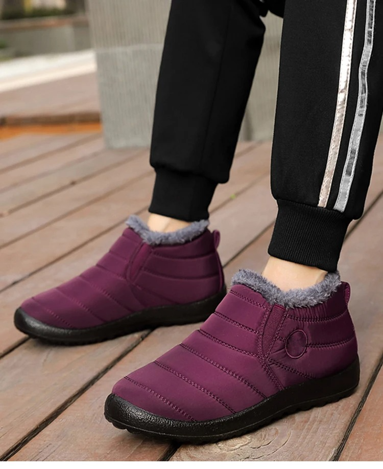 Women's Non-Slip Snow Boots, Waterproof Fur Lined Slip On