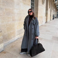 Lace-Up Double-Breasted Wool Overcoat for Women 1