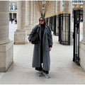 Lace-Up Double-Breasted Wool Overcoat for Women 2