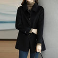 Belted Double-Breasted Short Wool Coat for Women 6