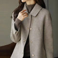 Belted Double-Breasted Short Wool Coat for Women 4