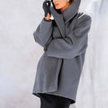 High Collar Wool Blend Cocoon Coat for Women 4